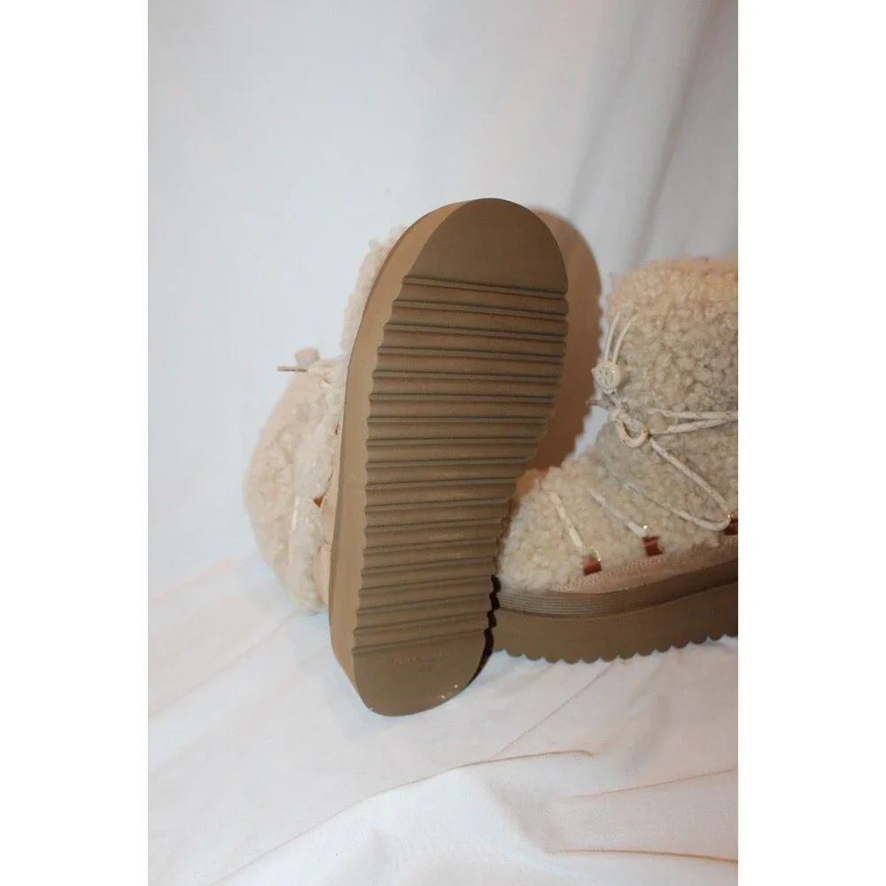 Tory Burch Women's Mellow Shearling Platform Boots Buttermilk Brown 9.5 $500